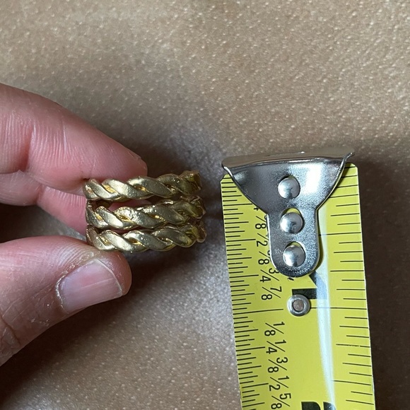 Vintage brass braided rope triple band solid ring boho gold layer stack - Picture 7 of 8